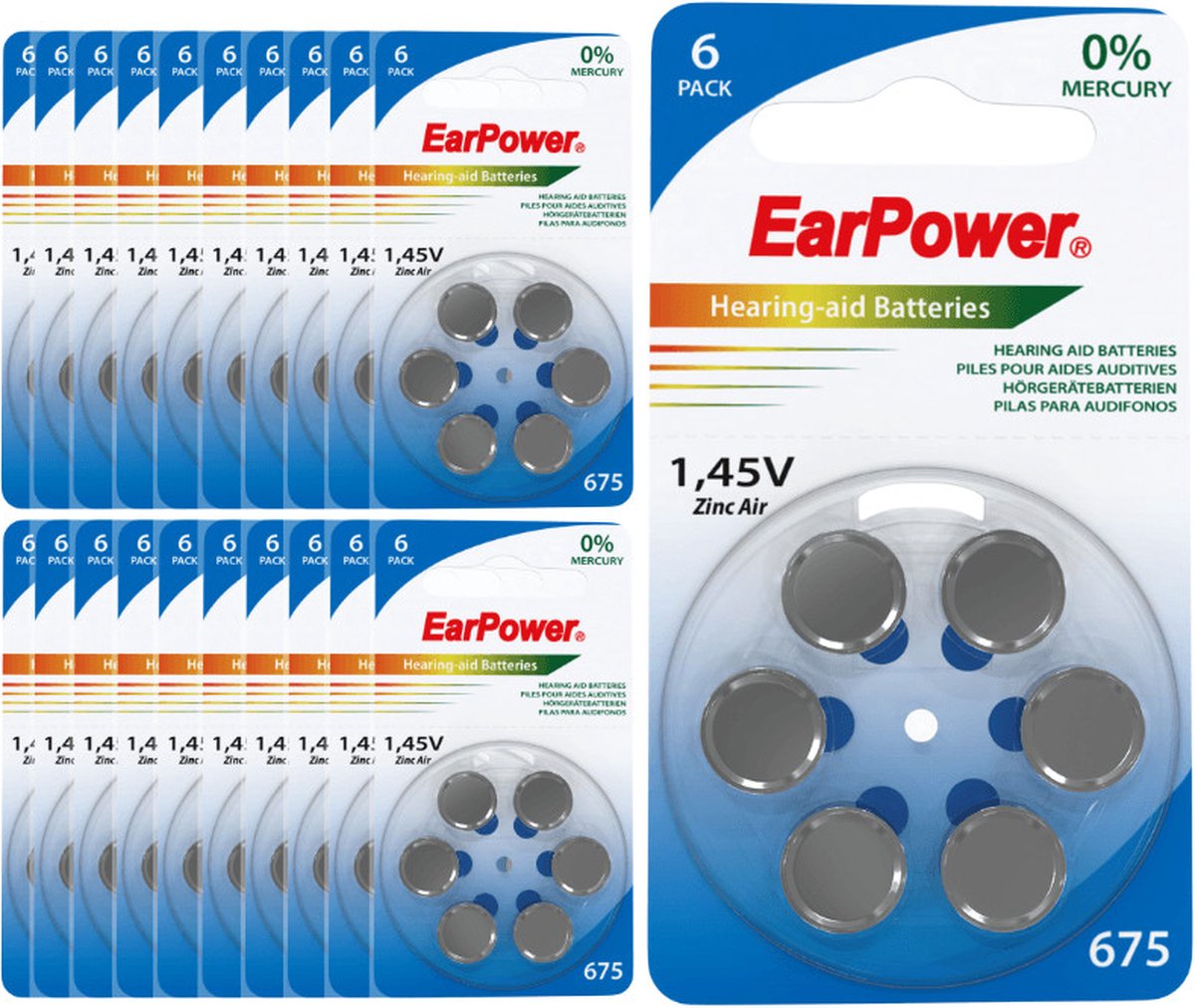 Hoortoestel batterijen EarPower A675, 20 inzetstukken