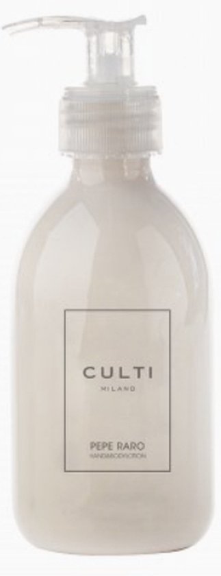Culti Melk Welcome Pepe Raro hand- en bodylotion in een witte pompflacon.