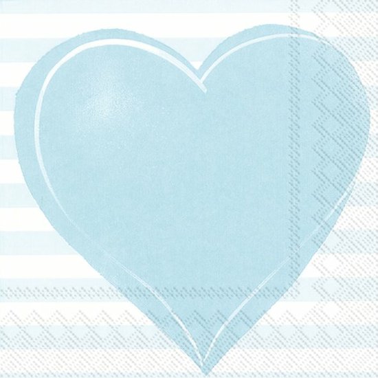 60x Blauwe 3-laags servetten hartje 33 x 33 cm - Baby/jongen thema