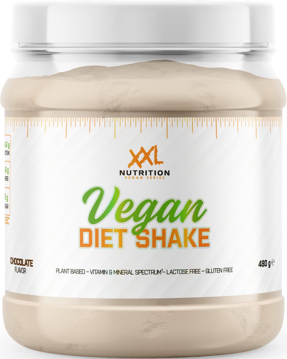 Goedkoopste XXL Nutrition - Vegan Diet Shake - Maaltijdshake, Eiwit Shake, Maaltijdvervanger - Whey Protein Shake Incl. Vitamines & Mineralen - Chocolade - 480 Gram