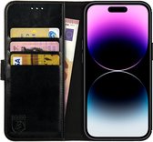 Rosso Element Book Case Wallet Hoesje Geschikt voor Apple iPhone 14 Pro | Portemonnee | 3 Pasjes | Magneetsluiting | Stand Functie | Zwart