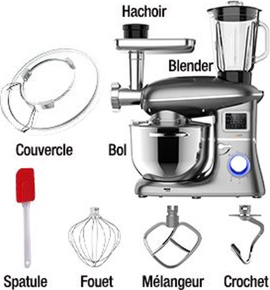 HYUNDAI Multifunctionele keukenmachine 1500W 6,2L kom blender en hakker  