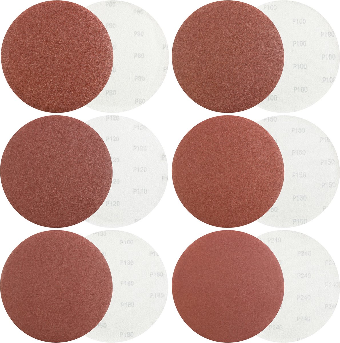AREBOS 30x klitschuurschijven voor langnek schuurmachines- 225 mm - P80-240 Schuurpapir