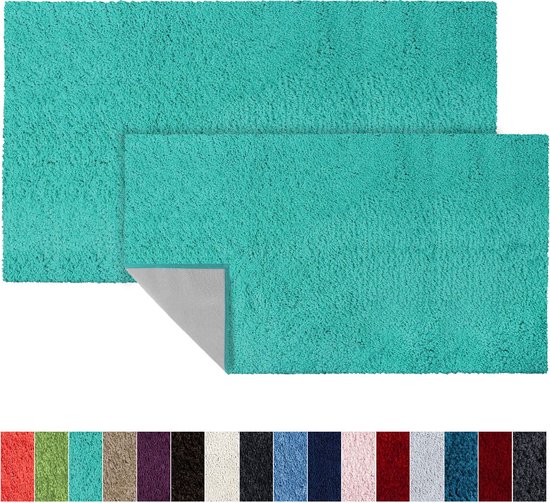 casa pura hoogpolige badmat Sky Soft | zacht, pluizig badkamertapijt in Shaggy look | antislip wasbare badmat | getest op schadelijke stoffen | 16 kleuren in 6 maten (70 x 120 cm, turquoise