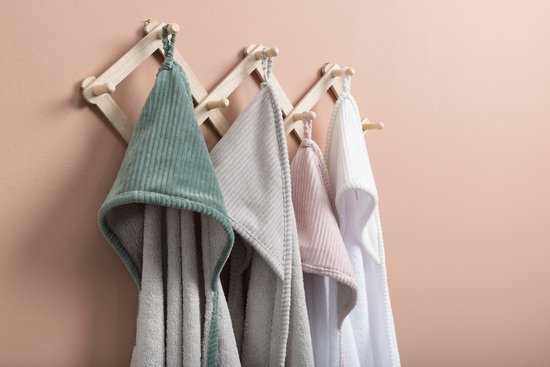 Baby's Only Baby badcape - Omslagdoek - Handdoek met capuchon Sense - Kiezelgrijs - 75x85 cm - Badstof van Baby's Only — afbeelding 5