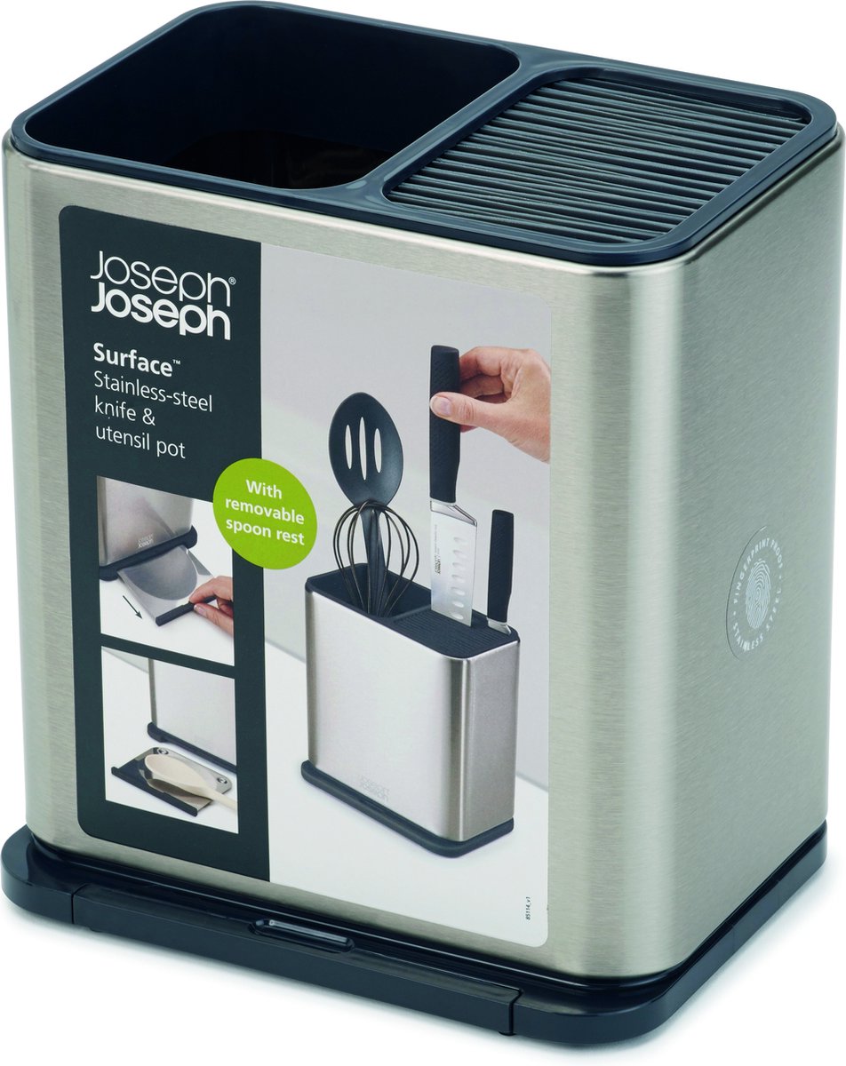 Joseph Joseph Surface Messenblok en Keukenhulphouder - Rvs - 18 x 20 x 13 cm - Zilverkleurig