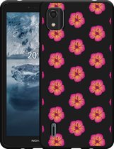 Nokia C2 2nd Edition Hoesje Zwart Hawaiiaanse Bloemen II - Designed by Cazy