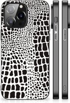 Smartphone Hoesje iPhone 14 Pro Max Beschermhoesje met Zwarte rand Slangenprint