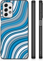 Telefoonhoesje Geschikt voor Samsung Galaxy A23 TPU Back Cover met Zwarte rand Golven Blauw