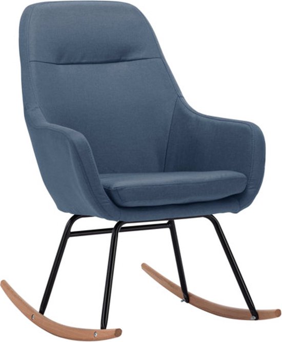 vidaXL Chaise à bascule Tissu Bleu - Chaise à bascule - Chaises à bascule à bascule - Chaise à bascule - Chaises à bascule