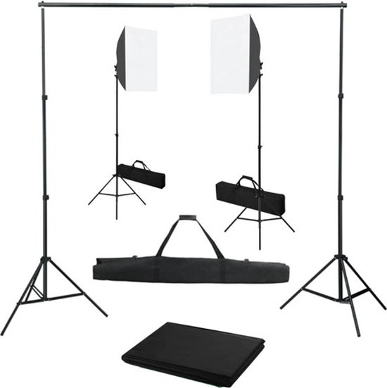 Foto: Vidaxl fotostudioset met softboxlampen en achtergrond