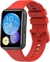 Siliconen Smartwatch bandje - Geschikt voor Huawei Watch Fit 2 siliconen bandje - rood - Strap-it Horlogeband / Polsband / Armband