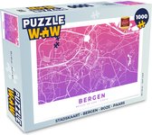Puzzel Stadskaart - Bergen - Roze - Paars - Legpuzzel - Puzzel 1000 stukjes volwassenen - Plattegrond