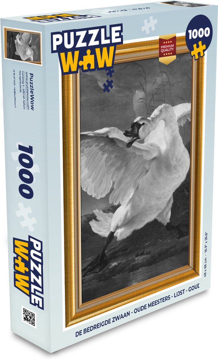 Puzzel De bedreigde zwaan - Oude meesters - Lijst - Goud - Legpuzzel - Puzzel 1000 stukjes volwassenen