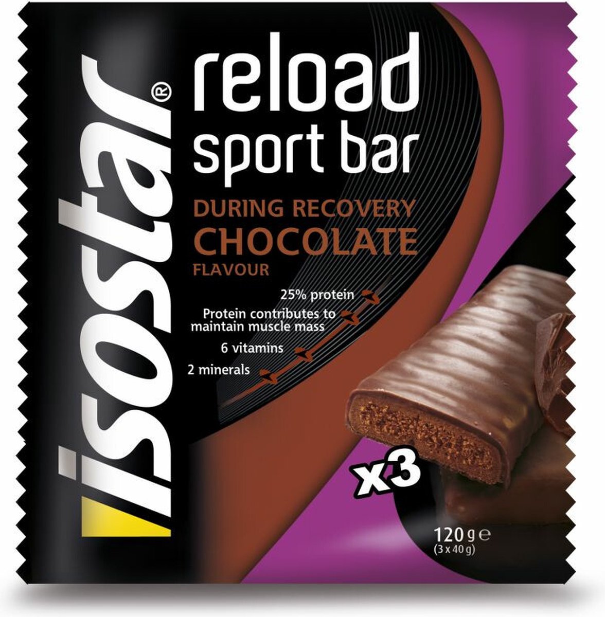 Isostar - Reload Sportreep Chocolade - 20 x 3 x 40 gr - Voordeelverpakking