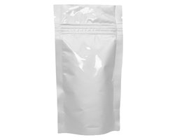 100x Stazakken Aluminium Zilver 85 x 125 mm (100 ml) Hersluitbaar zakjes Luchtdicht en Vochtdicht Ronde Uitklapbare Bodem - Sta Zakken - Gripsluiting - Hermetisch Afsluiting - Traktatiezakjes - Hersluitbare zakjes - Ziplock zakjes