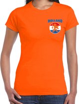 Oranje supporter t-shirt voor heren - Holland vlag cirkel leeuw  embleem op borst - Nederland supporter - EK/ WK shirt / outfit XS