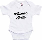 Aunties bestie tekst baby rompertje wit jongens en meisjes - Beste Tante kraamcadeau/ Aankondiging zwangerschap 56