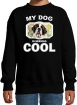 Sint bernard honden trui / sweater my dog is serious cool zwart - kinderen - Sint bernards liefhebber cadeau sweaters - kinderkleding / kleding 152/164