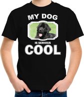 Newfoundlander  honden t-shirt my dog is serious cool zwart - kinderen - Newfoundlanders liefhebber cadeau shirt - kinderkleding / kleding 158/164