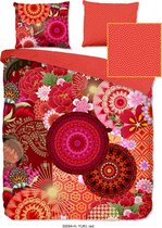 HIP Dekbedovertrek "mandala's en bloemen" - Rood - (140x200/220 cm) - Katoen Satijn