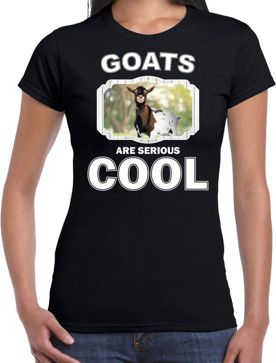 Dieren geiten t-shirt zwart dames - goats are serious cool shirt - cadeau t-shirt gevlekte geit/ geiten liefhebber M