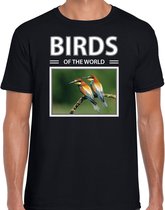 Dieren foto t-shirt Bijeneter - zwart - heren - birds of the world - cadeau shirt Bijeneter vogels liefhebber L