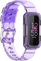 TPU Smartwatch bandje - Geschikt voor Fitbit Luxe clear TPU bandje - transparant-paars - Strap-it Horlogeband / Polsband / Armband