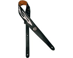 Gaucho GST-542-WH gitaarriem, zwart, white flame design