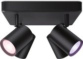 WiZ Opbouwspot Imageo Vierkant Zwart 4 spots - Slimme LED-Verlichting - Gekleurd en Wit Licht - GU10 - 4x 5W - Wi-Fi