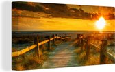 Canvas - Schilderijen woonkamer - Zon - Strand - Duin - Horizon - Canvas doek - 80x40 cm - Muurdecoratie - Foto op canvas