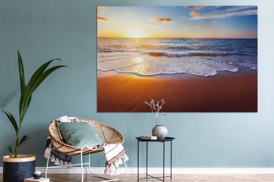 OneMillionCanvasses - Toile - Peinture - Plage - Mer - Soleil - Horizon - Peintures sur toile - Photo sur toile - 150x100 cm - Salon