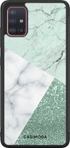 Casimoda® hoesje - Geschikt voor Samsung Galaxy A71 - Minty Marmer Collage - Zwart TPU Backcover - Marmer - Mint