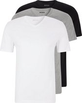 HUGO BOSS Classic T-shirts regular fit (3-pack) - heren T-shirts V-hals - wit - grijs - zwart - Maat: M