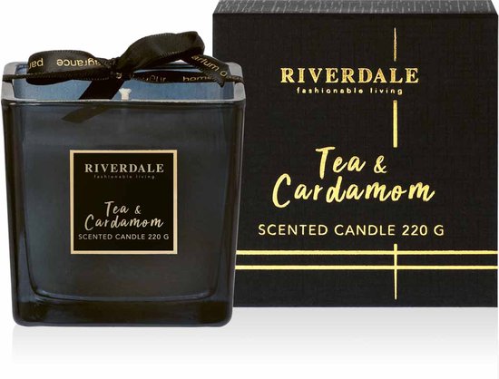 Riverdale - Deluxe Geurkaars in pot Tea & Cardamom - 8cm - zwart - Zwart