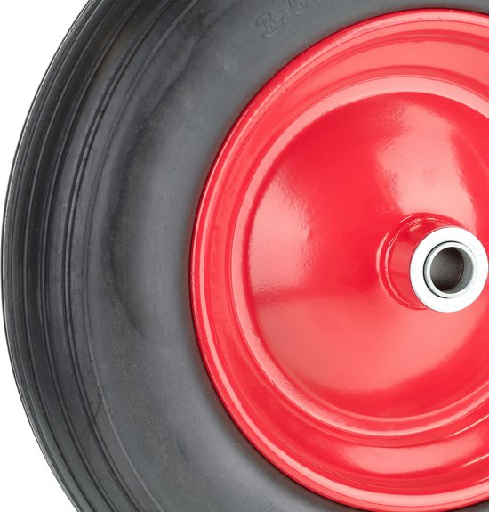 kruiwagenwiel - 3.50-8 - massief rubber - stalen velg - anti-lek - tot 100 kg - zwart-rood van DeWit — afbeelding 3