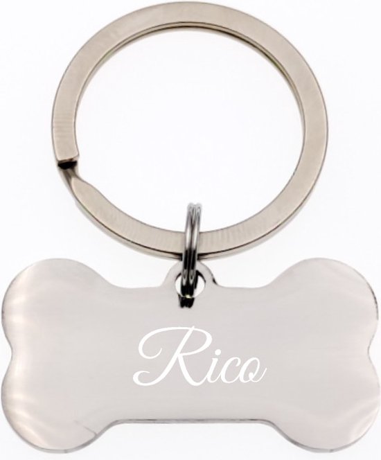 Porte-clés Os de Chien - Avec Gravure de Nom - Rico