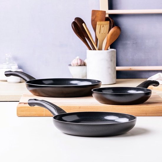BK Enjoy Keramische Antiaanbak Pannenset 3-Delig - 24/28 Cm Braadpannen & Stoofpan, PFAS-vrij & Inductie