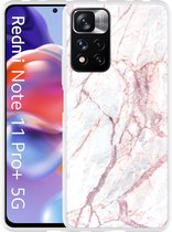 Xiaomi Redmi Note 11 Pro+ Hoesje White Pink Marble - Designed by Cazy