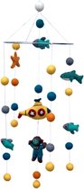 Mobiel Onderzeeër/Duiker/Zeeleven - 21cm - Vilten Figuren - BeYoona - Fairtrade - Decoratie voor boven Bed, Box of als Babykamer Accessoire