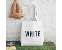 Katoenen Tote Bag met rits WHITE - Groot 42x39cm - CadeauOnline