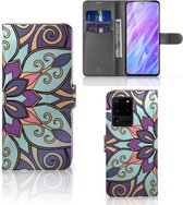 Flip Case Geschikt voor Samsung Galaxy S20 Ultra Hoesje Purple Flower
