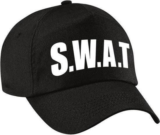 Zwarte SWAT team politie agent verkleed pet / baseball cap voor jongens en meisjes - verkleedhoofddeksel