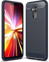 Ntech Soft Brushed TPU Hoesje Geschikt voor Huawei Mate 20 Lite - Donker Blauw