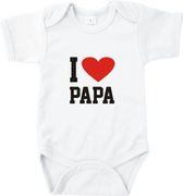 Go Mama - Rompertje - I love Papa - Romper wit korte mouw - Maat 50/56 - Vaderdag - Voor Papa - zwangerschap aankondiging * baby cadeau * kraamcadeau