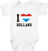 Rompertjes baby met tekst - I love Holland - Romper wit - Maat 74/80