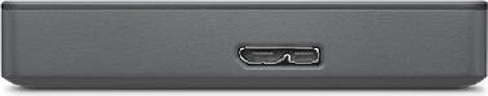 Grijze Seagate Basic portable harde schijf met USB-poort.