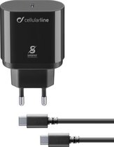 Cellularline - Reislader kit, 25W PD usb-c to usb-c Samsung, zwart