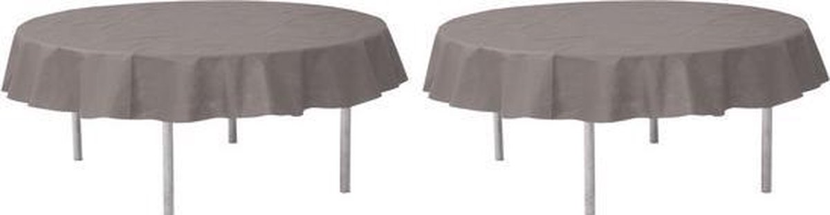 2x Grijze ronde tafelkleden/tafellakens 240 cm stof - Ronde tafelkleden Opaque Grey - Grijze tafeldecoraties - Grijs thema