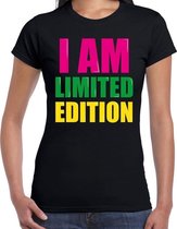 I am limited edition fun tekst t-shirt zwart dames S